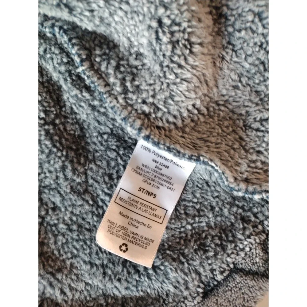 Wonder Nation‎ Kids Grey Blue Star Fleece Bathrobe Hooded Robe 5T